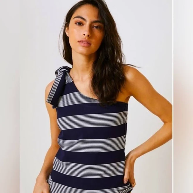 one shoulder top Bishop + Young Women's One-Shoulder Stripe Top Poshmark $34
