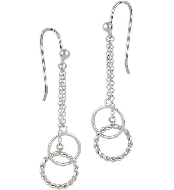 accessory Bloomingdale's Fine Collection Sterling Silver Interlocking Ring Chain Drop Earrings Bloomingdale's $126
