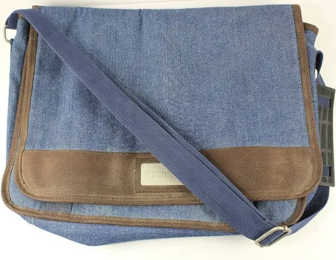 bag Blue Denim w Faux Leather Messenger Bag Cross Body Adjustable Strap eBay - laughinghorsevtg $29.99