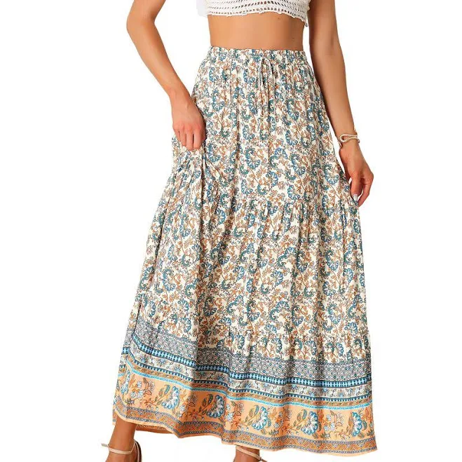 skirt Boho Casual Bohemian Floral Printed Maxi Skirt Kohl's $38.99