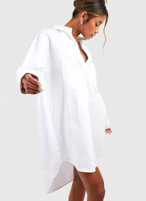 dress Boohoo Oversized Cotton Poplin Shirt Dress Nasty Gal - US $30.4
