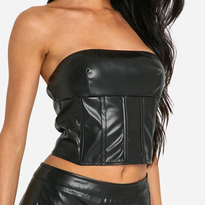 top Boohoo Women's PU Seam Detail Bandeau Top boohoo USA $24.8