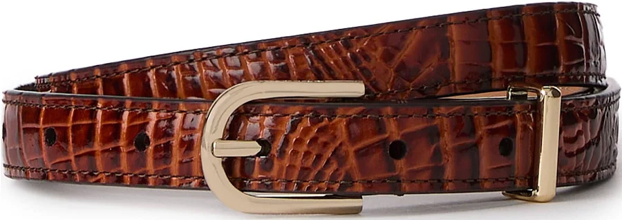 accessory Brahmin Women's Skinny Leather Belt with Gold Buckle Dillard's $75