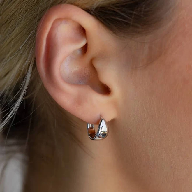 accessory Caitlyn Minimalist Chunky Hoop Silver Earrings Etsy - CaitlynMinimalist $24