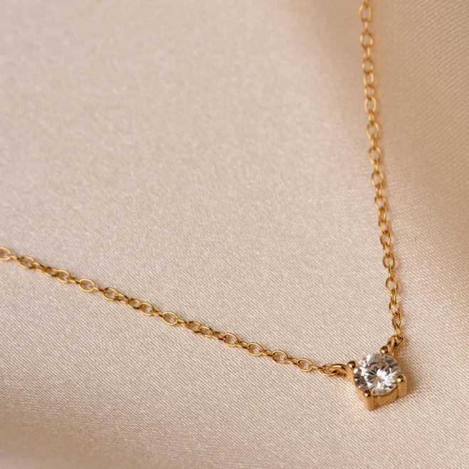 accessory Caitlyn Minimalist Dainty Diamond Solitaire Pendant Necklace in 18K Gold Caitlyn Minimalist $27.75