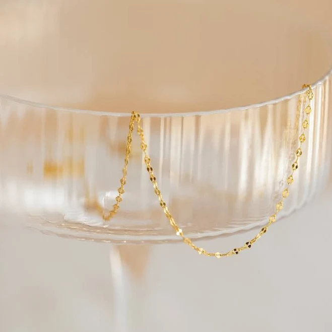 accessory Caitlyn Minimalist Dainty Oval Mirror Chain Necklace in 18K Gold Caitlyn Minimalist $27.75