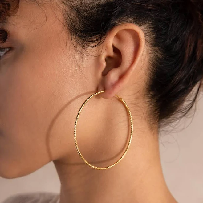 accessory Caitlyn Minimalist Large Textured Hammered Hoop Earrings Etsy - CaitlynMinimalist $29.6