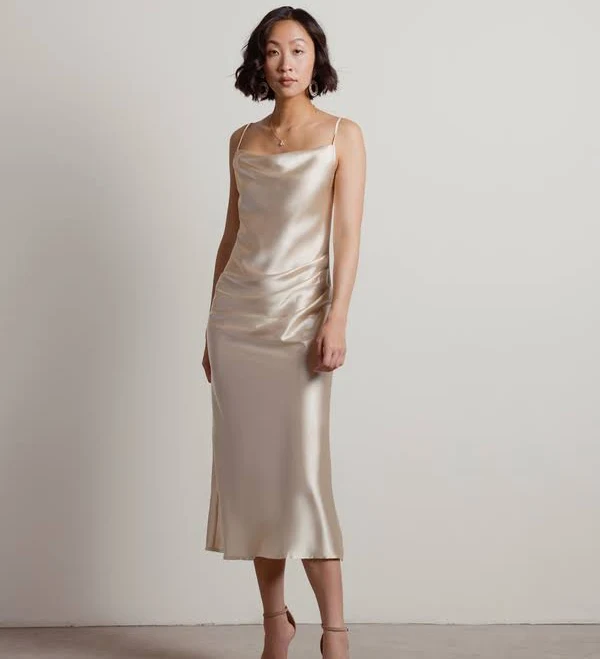 dress Charm Me Satin Cowl Neck Midi Dress Tobi $39