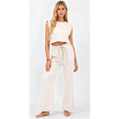 matching set Cherie Code Women's Casual Tie-Front Top and Wide-Leg Pants Set Target $38.99