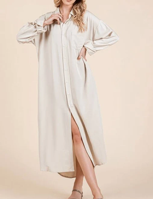 shirt dress Clara Oversized Button-Up Maxi Shirt Dress MTT Collective $41.99