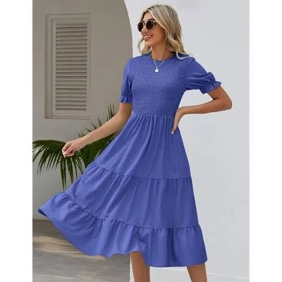 dress Clearlove Women's Puff Short Sleeve Smocked Midi Dress Target $39.99