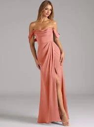 dress Coral Mermaid Off the Shoulder Stretch Satin Convertible Dress Azazie.com $109