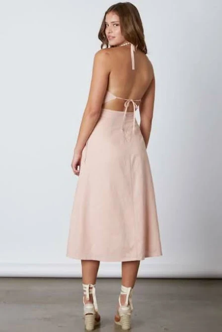dress Cotton Candy La Parga Tie-Back Midi Dress Boho Pink $69