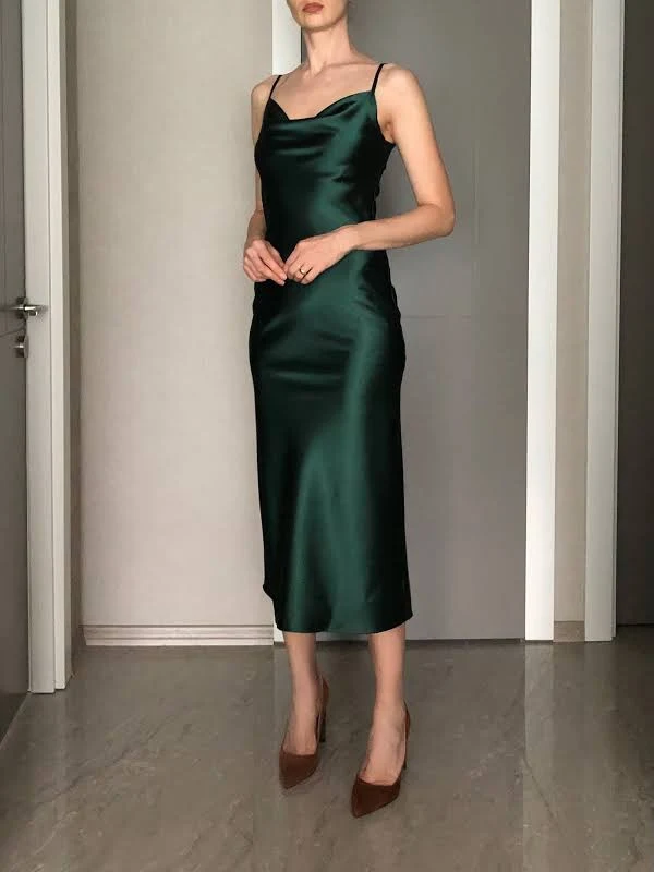sundress Cowl Neck Silk Satin Midi Length Slip Dress Etsy - Seller $135