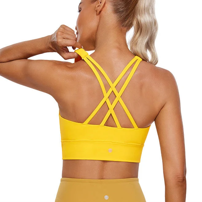 top CRZ YOGA Women's Butterluxe High Neck Strappy back Bra crz yoga $28