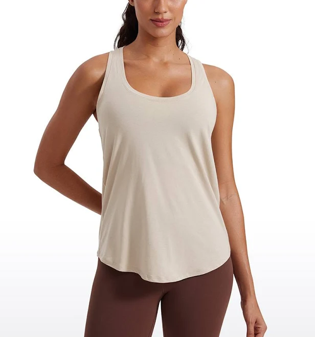 top Crz Yoga Women's Pima Cotton Racerback Tank Tops for Workout Athletic Casual Soft Sleeveless Shirts crz yoga $24