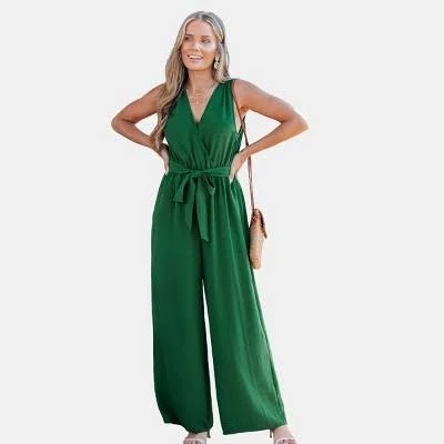 jumpsuit Cupshe Women's Elegant Sleeveless V-Neck Wide Leg Jumpsuit Target $41.99