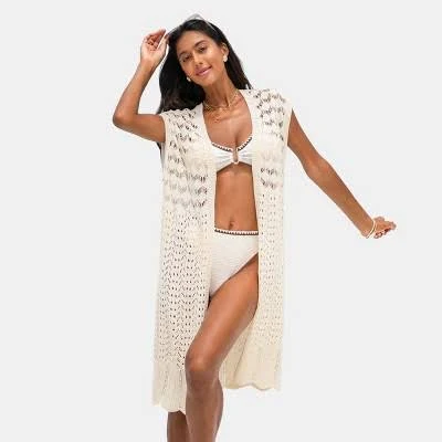 cover-up Cupshe Women's Open Front Crochet Cover-Up Kimono with Side Slits Target $39.99