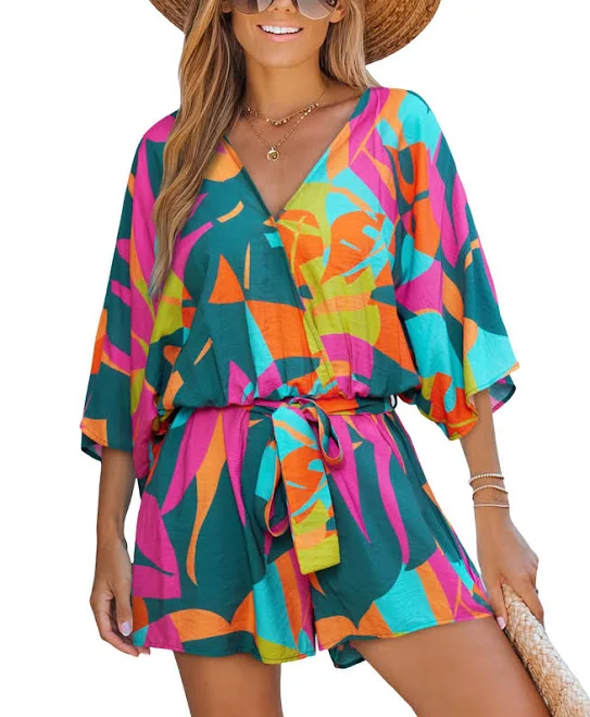 romper Cupshe Women's Wild Zephyr Tropical Romper Macy's $49.59