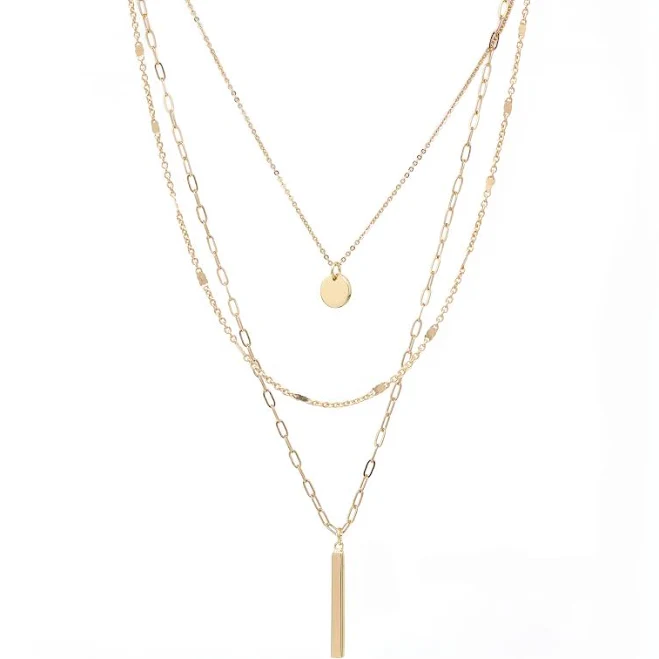 accessory Dainty 3 Layered Paperclip Chain Necklace Etsy - BaubleSky $24.8