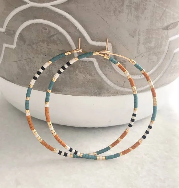 accessory Dainty Beaded Hoop Earrings Etsy - CloudlessSkyDesign $22