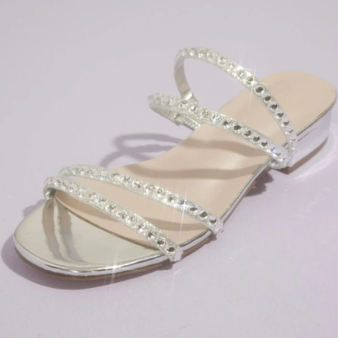 shoes DB Studio Rhinestone Convertible Strappy Flat Sandals David's Bridal $29.99