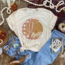 top Desert Saguaro at Dusk - Cream Tee Shipping Dept $15