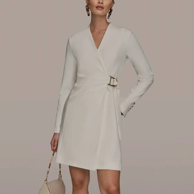 dress Donna Karan Women's Long-Sleeve V-Neck Wrap Mini Dress Macy's $83.58