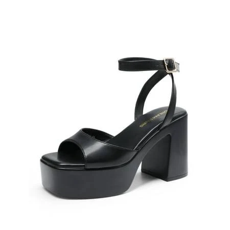 shoes Dream Pairs Women's Chunky Platform Heeled Sandals with Ankle Strap Walmart - TopShoes $29.99