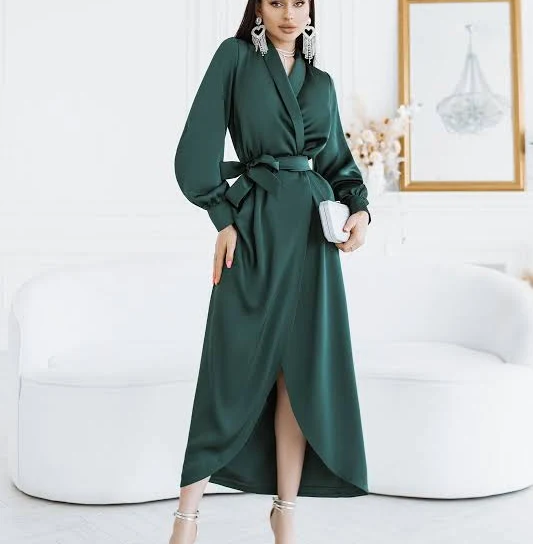 dress ELAGIA Women's Puff Sleeve Belted Wrap Dress Elagia $149