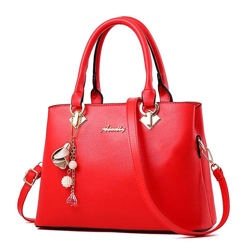 bag Elegant Faux Leather Handbag with Gold Hardware and Floral Charm LightInTheBox $34.99