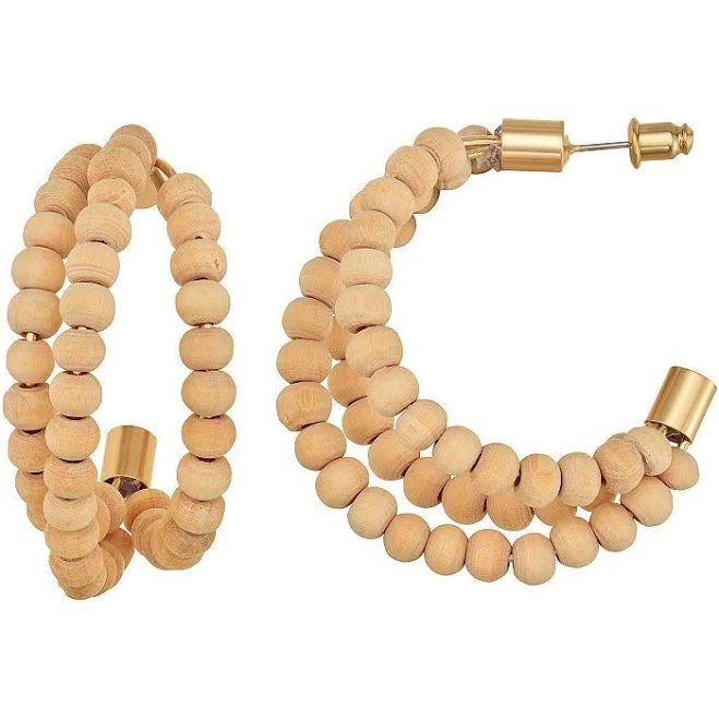 accessory Emberly Wood Beaded Hoop Earrings Kohl's $9.6