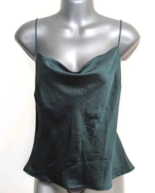 crop top Express Emerald Green Satin Smooth Cowl)drape Neck Camisole Top- Large eBay - ourama65 $15.99