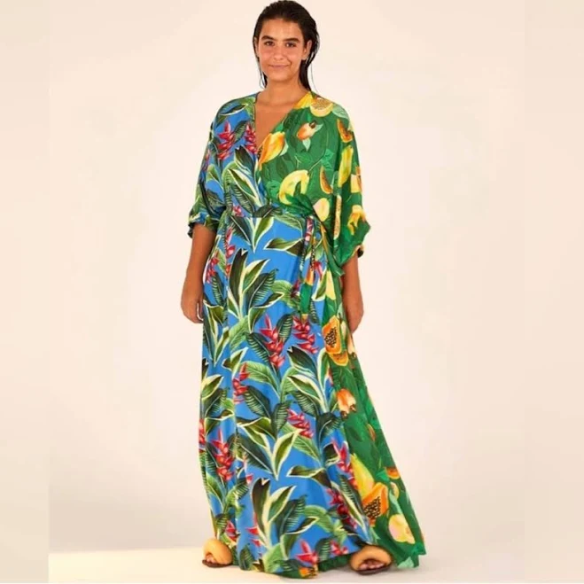dress FARM Rio Dual Prints Papaya Dream Maxi Wrap Dress Poshmark $85