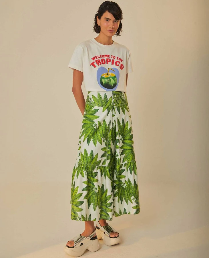 maxi skirt FARM Rio Women's Palm Fan Maxi Skirt Ban.do $96.97