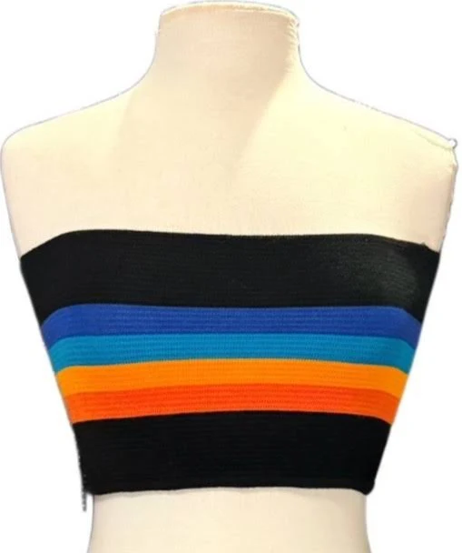top Fashion Nova Rainbow Colorful Stretchy Sleeveless Bandeau Knit Crop eBay $14