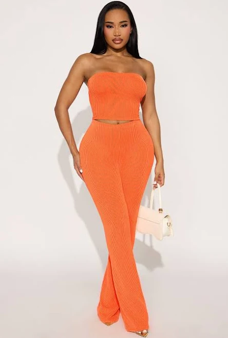 matching set Fashion Nova Reya Ribbed Cropped Tube Top Flare Pant Set Fashion Nova $29.99