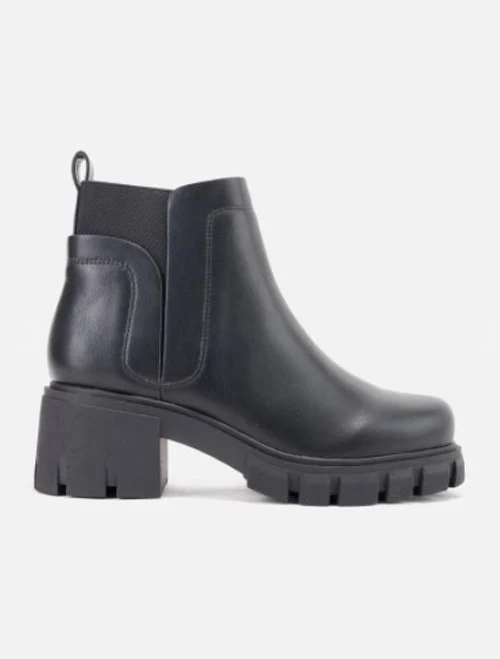 shoes Faux Leather Chelsea Ankle Boots with Chunky Heel and Lug Sole Fashionjunkee.com $15