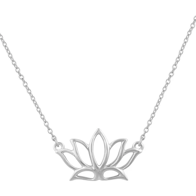 accessory Fifth&Fine 925 Sterling Silver Tiny Lotus Flower Charm Pendant Necklace Fifth and Fine $32