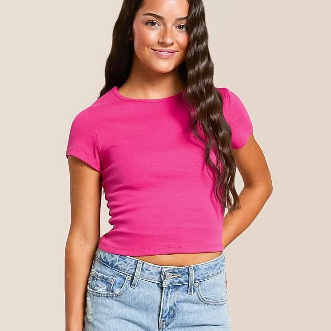 t-shirt Fitz + EDDI Women's Cotton Fitted Baby T-Shirt with Buckle Buckle $19.99