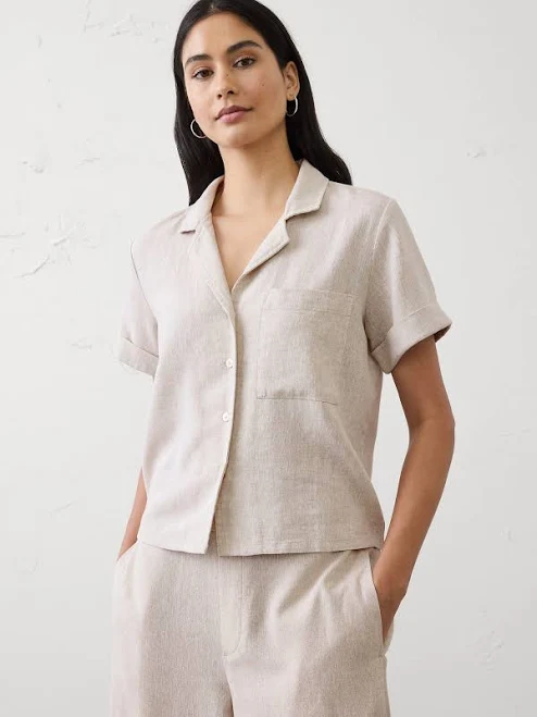 crop top Flax Women's Linen-Blend Shirt Banana Republic Factory $35