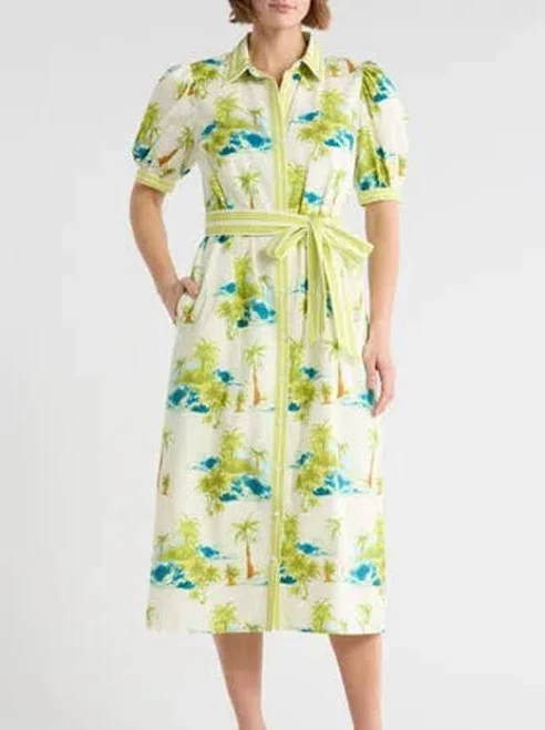 shirt dress Flying Tomato Tropical Print Cotton Shirtdress ModeSens $60
