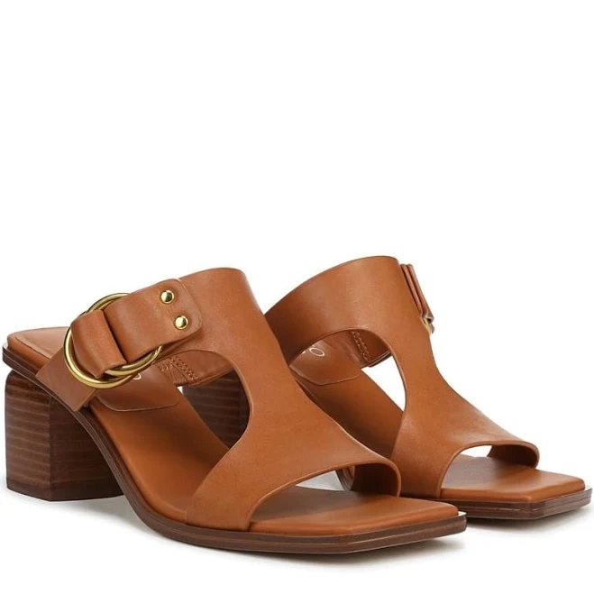 shoes Franco Sarto Women's Roux Block Heel Slide Sandals Famous Footwear $127.49