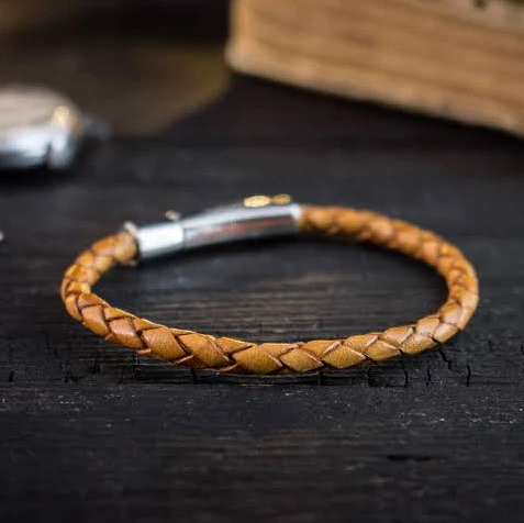 accessory Fraser Genuine Leather Braided Cord Bracelet with Steel Clasp strapsandbracelets $25.92