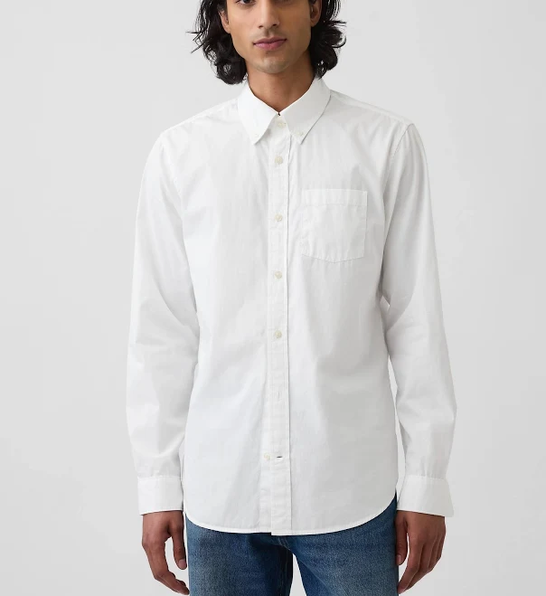 top Gap Men's Organic Cotton Poplin Classic Shirt Gap $29