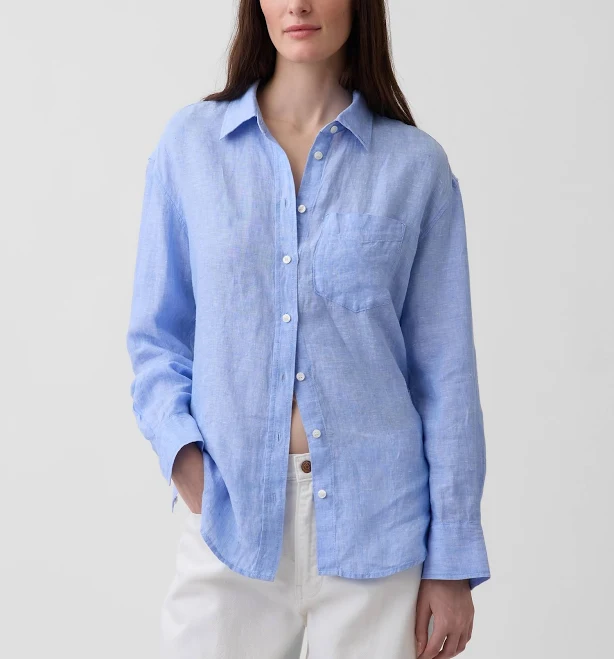 outerwear Gap Women's Oversized Linen Shirt Gap $79.95