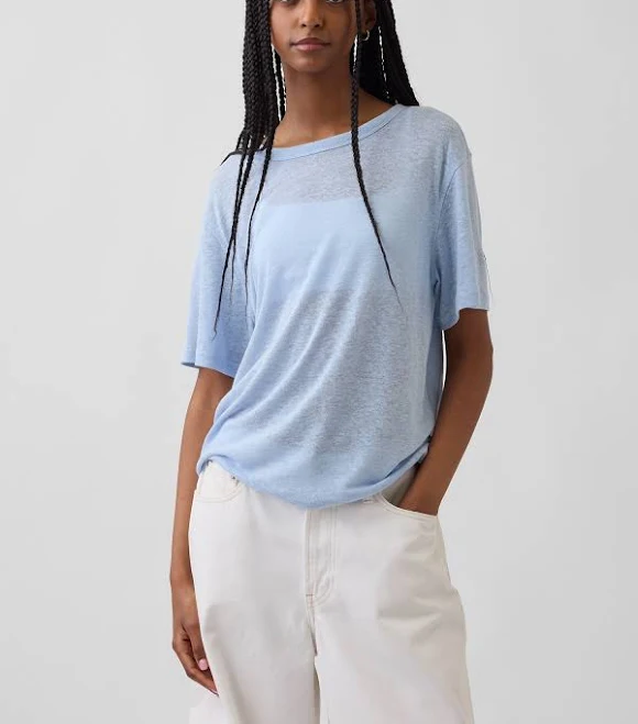 t-shirt Gap Women's Relaxed Linen-Blend T-Shirt Gap $27