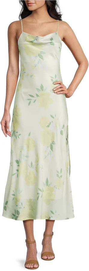 sundress GB Floral Printed Cowl Neck Midi Slip Dress Womens Juniors Dillard's $59