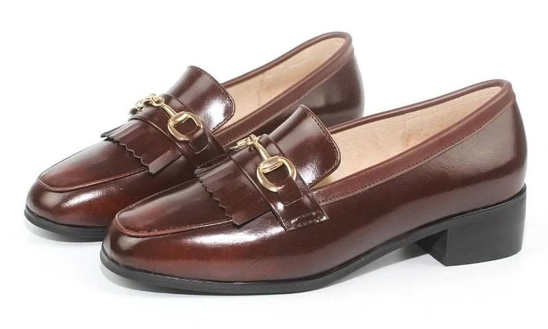shoes Genuine Leather Mid-Heel Loafers Etsy - Seller $80.1