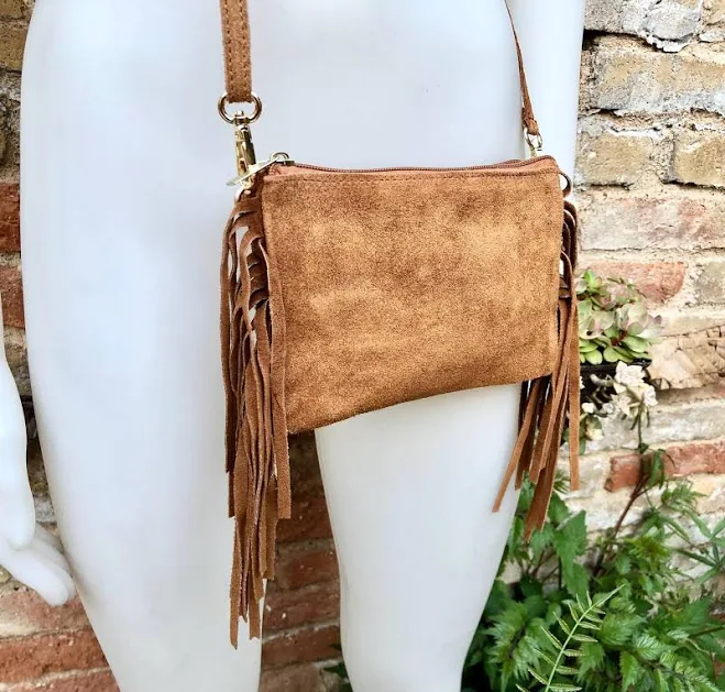 bag Genuine Suede Leather Crossbody Bag with Fringes Etsy - goodtimesbarcelona $34.42